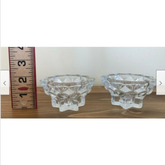 Vtg Clear Bubble Star Shape Glass Candle Holders Reims France Abbott Fortunio - Picture 3 of 6